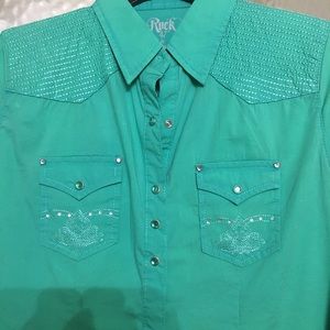 Rock 47 by Wrangler Rhinestone embroidered Shirt